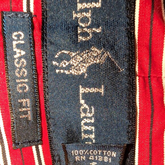 VINTAGE Ralph Lauren Men's | Red Classic Fit Long Sleeve Button Down | Large - Picture 8 of 10